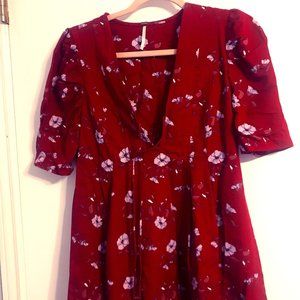 Free People floral 3/4 quarter sleeve tunic